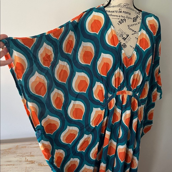 Free People Blue and Orange Maxi Dress - Picture 5 of 9